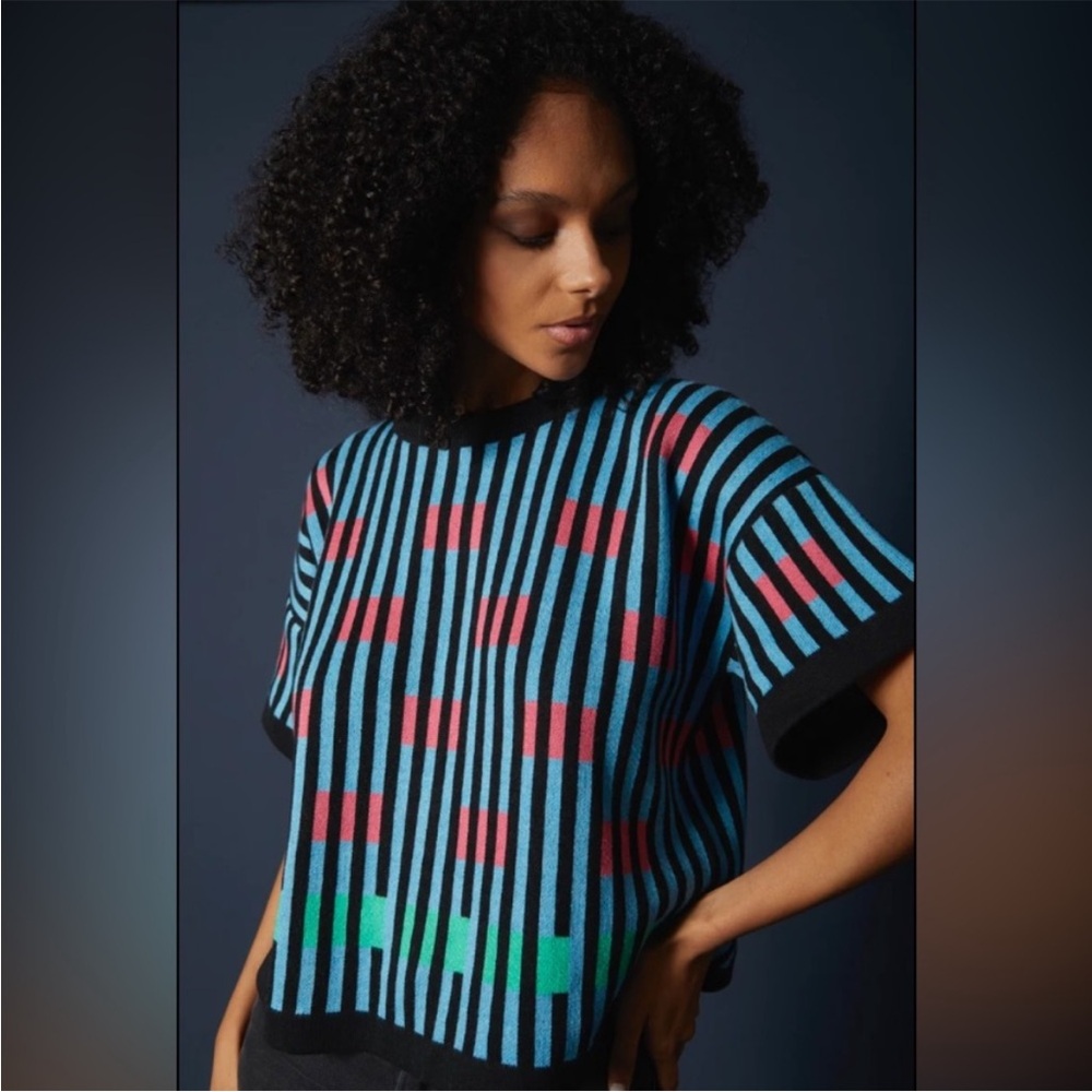 The Endery bauhaus short sleeve sweater tee - tourmaline XS/S
